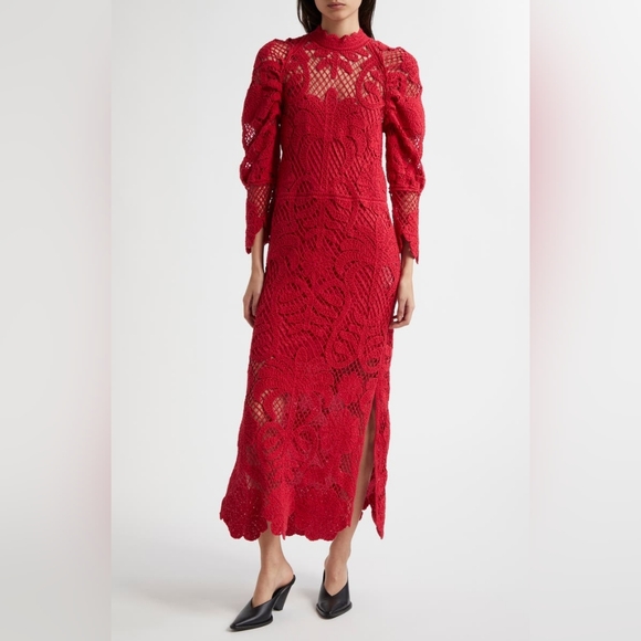 FARM Rio Dresses & Skirts - FARM Rio Scarlet Long Sleeve Lace Dress